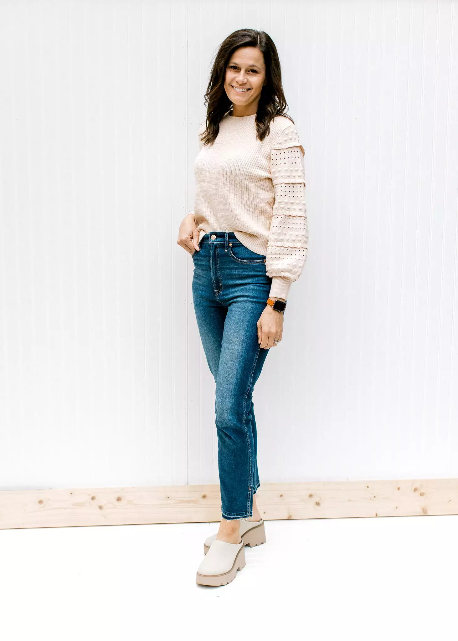 X Cream Shoulder Detail Sweater