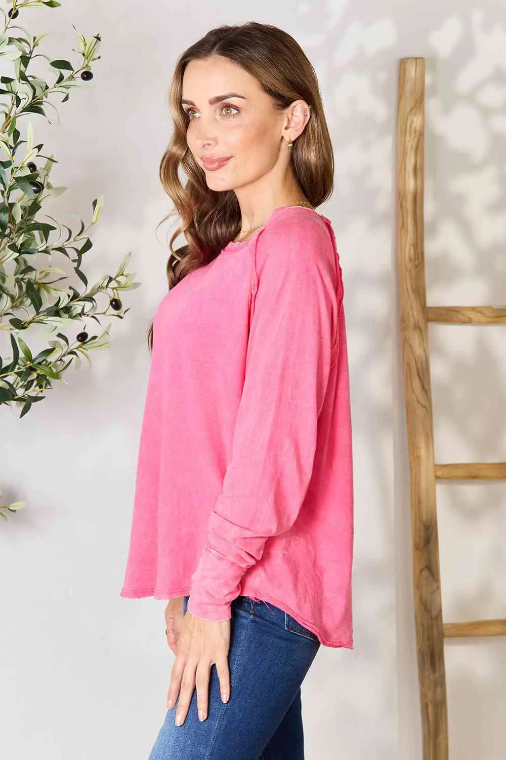 Zenana Round Neck Long Sleeve Top